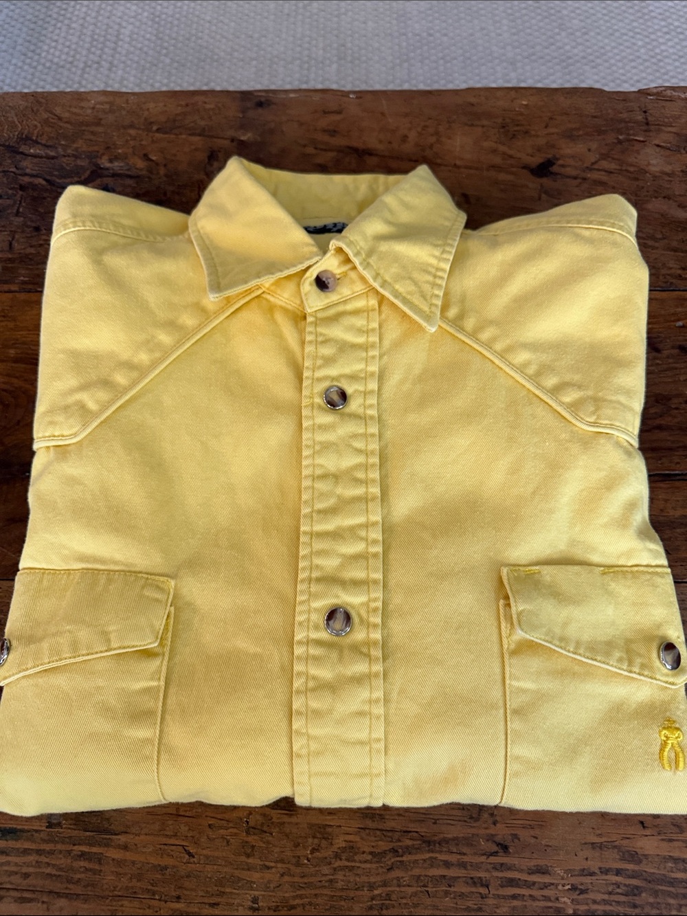 Cowboy Up Yellow Western Pearl Snap LS Button Up Shirt Size XL
